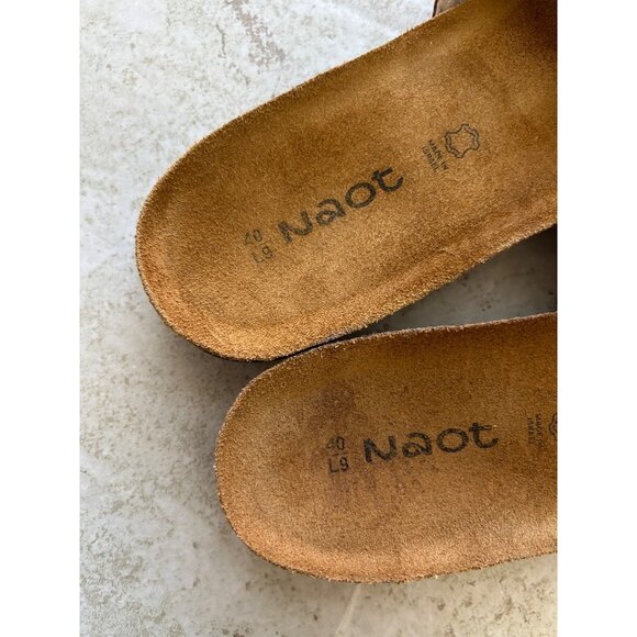 Naot Womens Sz 40 Leather Sandals Brown Slide Comfort Footbed - Picture 5 of 9